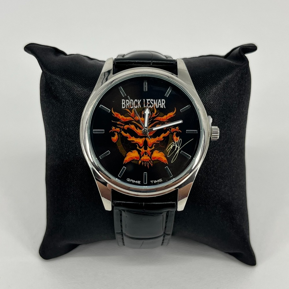 WWE Brock Lesnar Watch Men's‎ Size Black Leather Band Game Time New